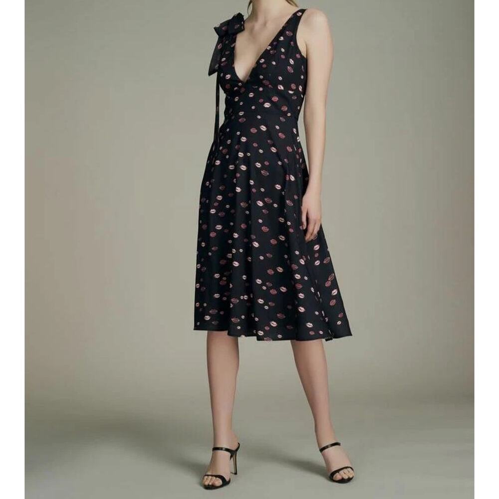 Hutch Dress Womens 10 Black Lips Sleeveless V Neck Feminine Romantic Whimsy - Picture 1 of 15